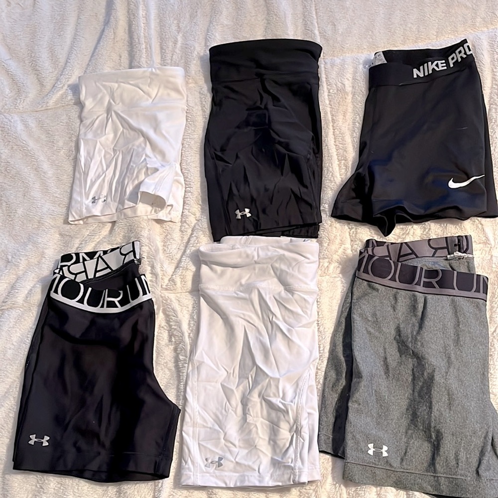 Nike & Under Armour spandex bundle - Gray, White, Black, Women’s L - Like New